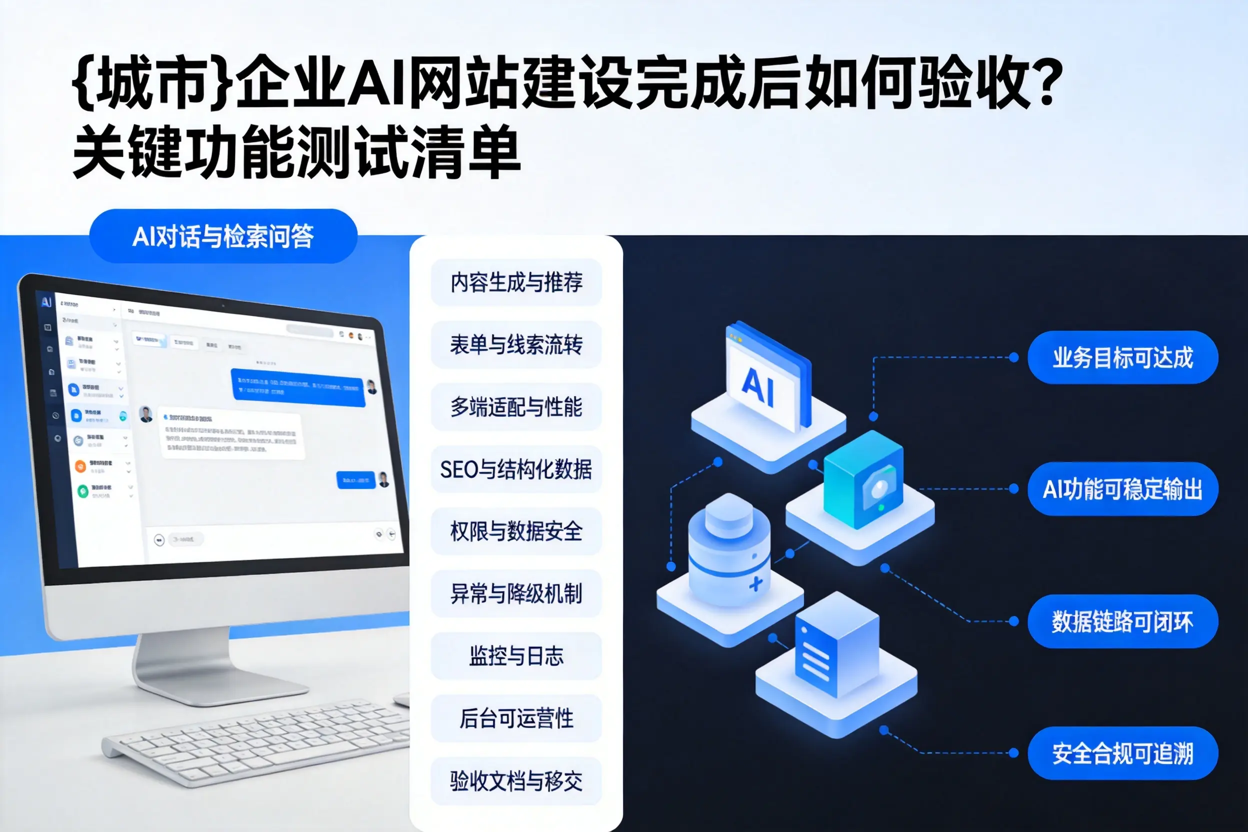 郑州企业AI网站建设完成后如何验收？关键功能测试清单